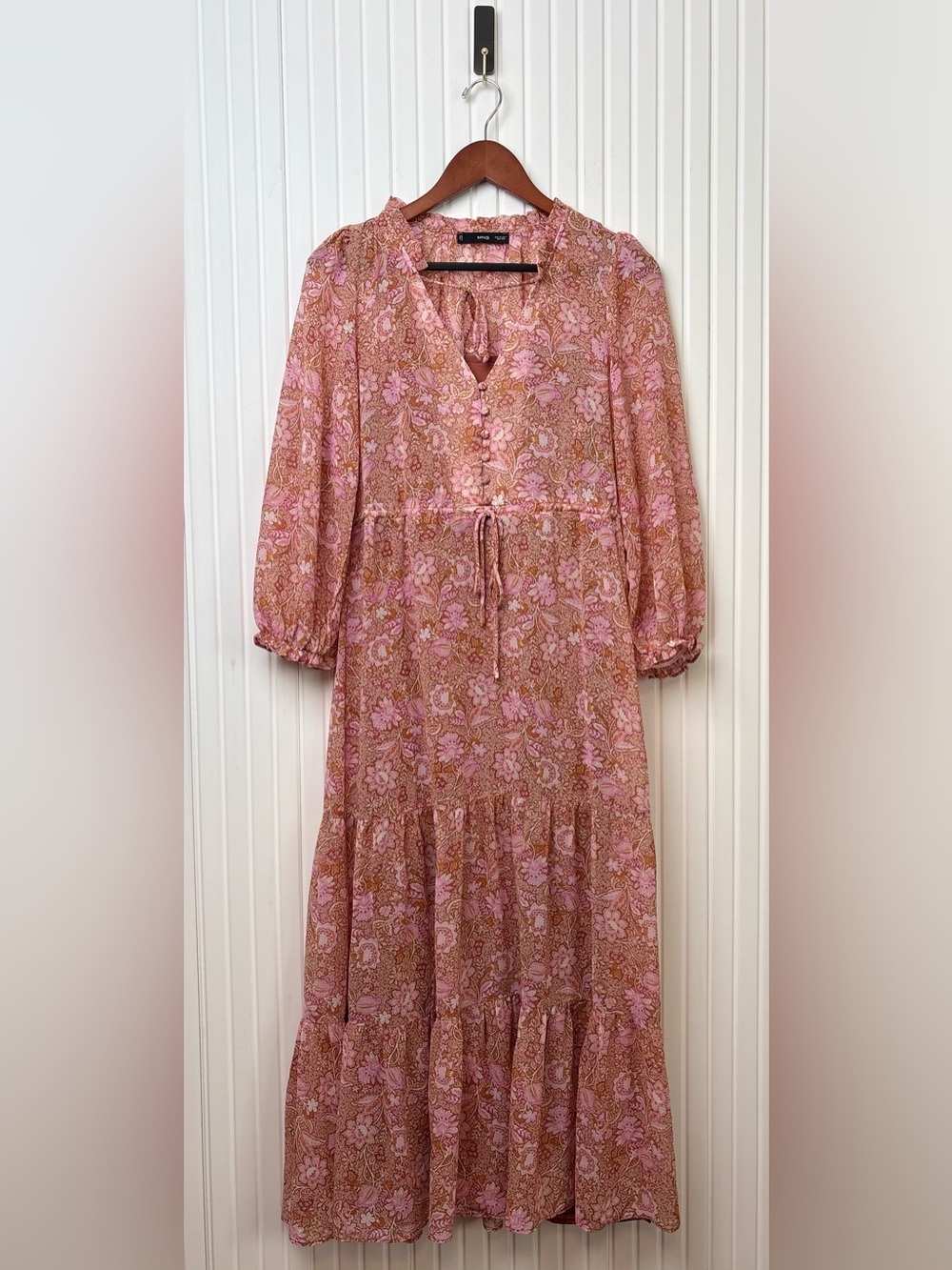 MNG Tiered Floral Maxi Dress 2 Bohemian Flowy Hippie Cottagecore Peasant